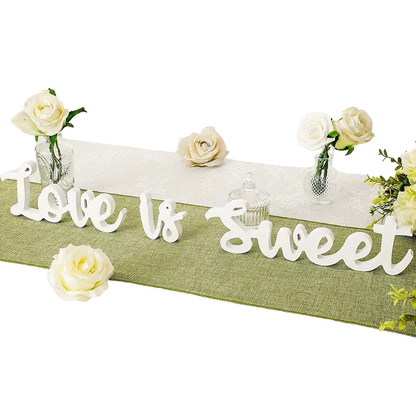 Love Is Sweet" Wooden Banner Decoration Sign - White