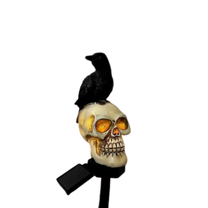 Raven's Glow: Solar-Powered Crow Skull Decor