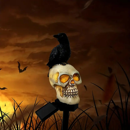 Raven's Glow: Solar-Powered Crow Skull Decor