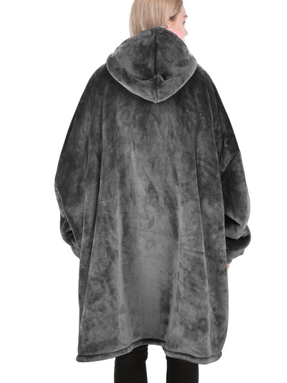 Men's Deep Gray Hooded Zip-Up Jacket