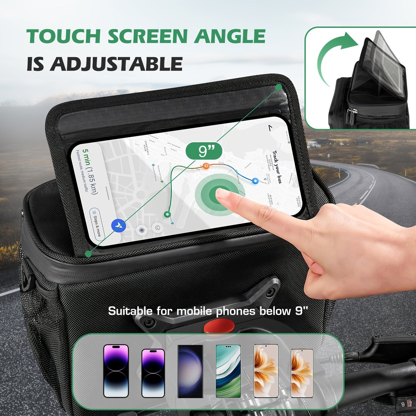 Bicycle Handlebar Bag with Phone Case Mount