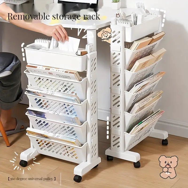 Movable Desk Side Bookshelf