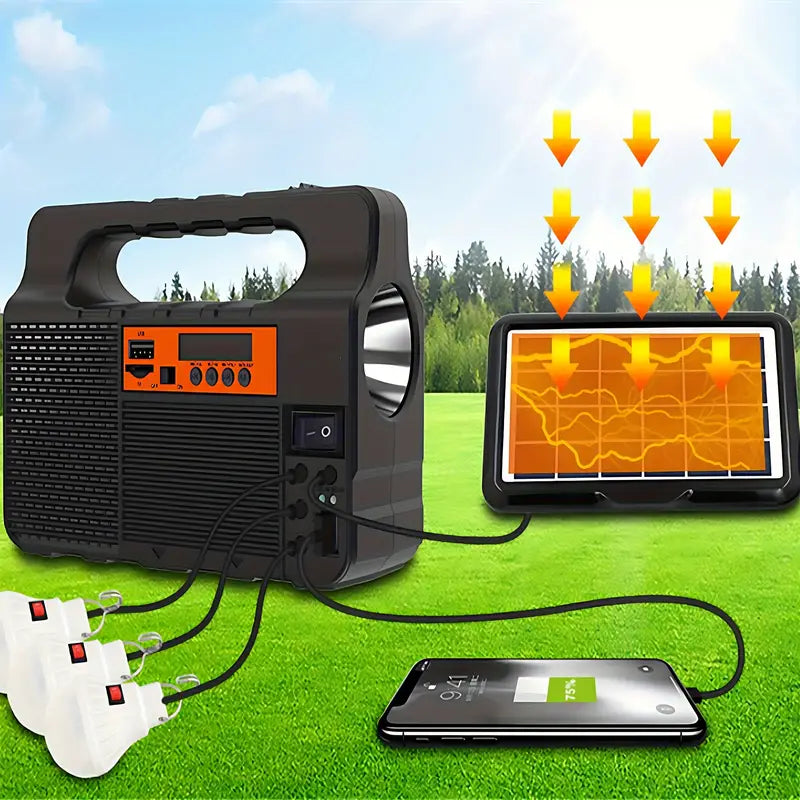 Portable Solar Searchlight: Outdoor Camping LED Light with Energy Storage