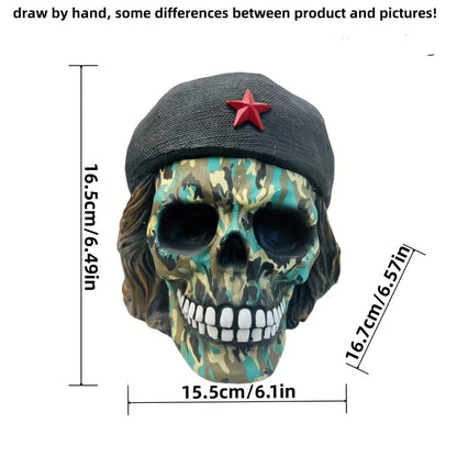 Green Camo Skull Statue - Resin Craft