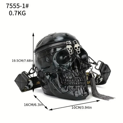 Chic Punk Skull Head Shoulder Bag - Black