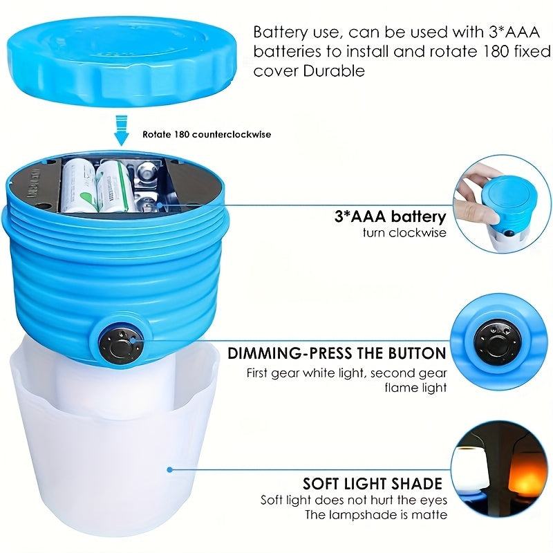 Camping Lantern with Flame Flicker Mode
