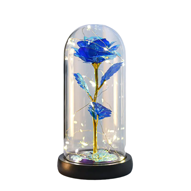 Elegant Golden Leaf Rose Flower in PVC Cover