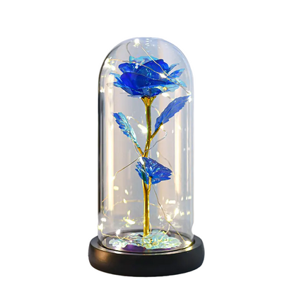 Elegant Golden Leaf Rose Flower in PVC Cover