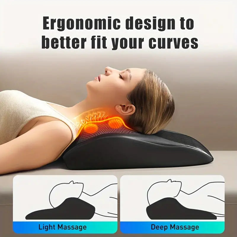 Cordless 3D Kneading Massage Pillow With Heat - Rechargeable Back Massager
