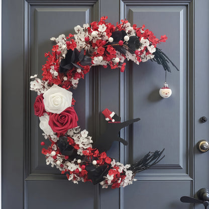 Gothic Black Cat Victorian Wreath Door Hanging