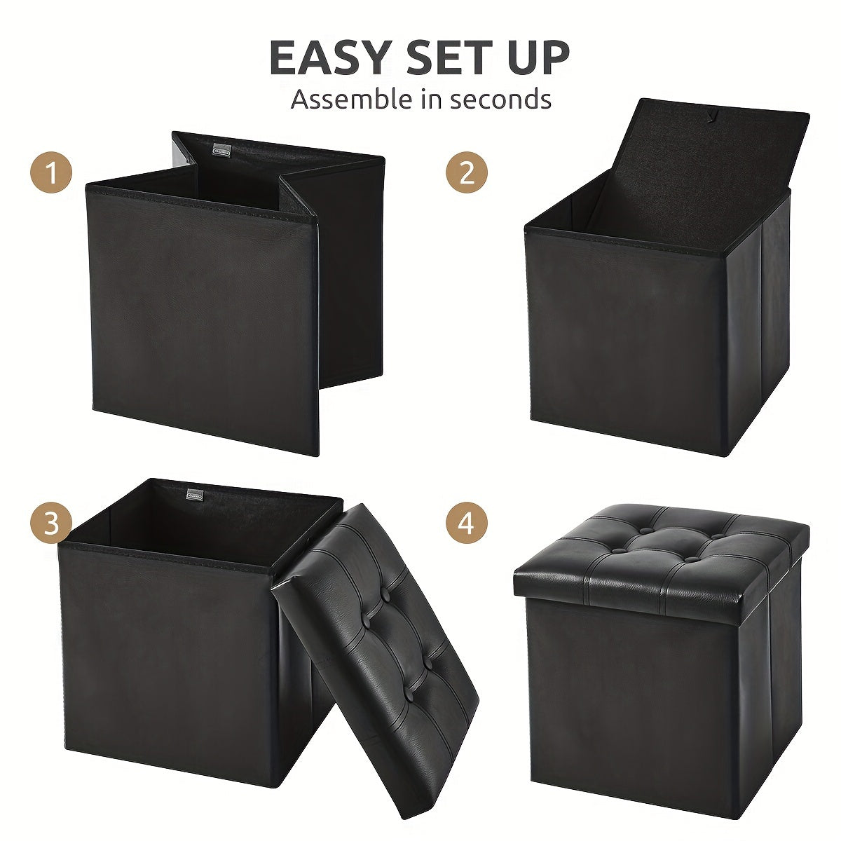 Storage Faux Leather Folding Stool