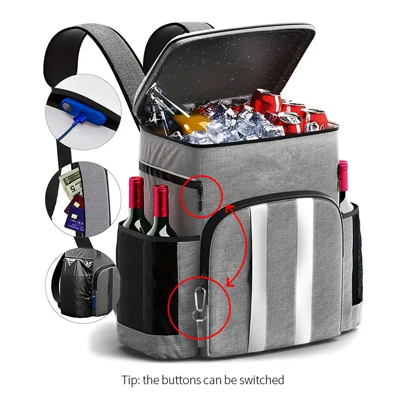 Large Capacity Waterproof Picnic Backpack - Grey