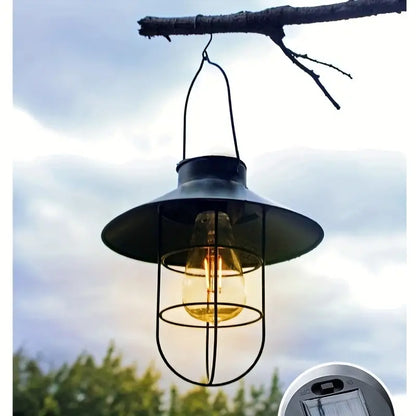 Black Vintage Solar-Powered Art Courtyard Chandelier - Outdoor Garden Decor