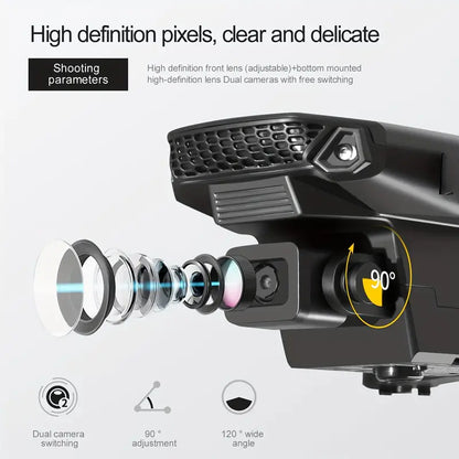 E88 Quadcopter UAV Drone with Dual HD Cameras - Black (HD Dual Camera)