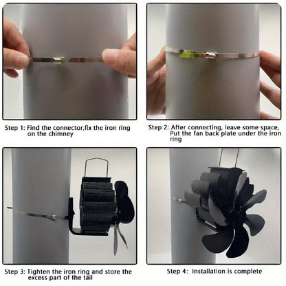 6-Blade Quiet Fireplace Fan Heat Circulator