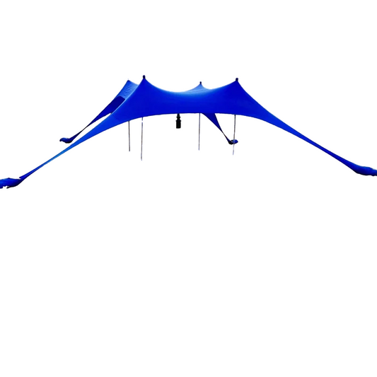 Extra Large Beach Tent Sun Shelter with UPF50+ Protection, Stability Poles, and Ground Pegs - Blue (Includes 4 Poles)