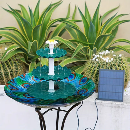 Solar-Powered 3 Tier Bird Bath Fountain Set