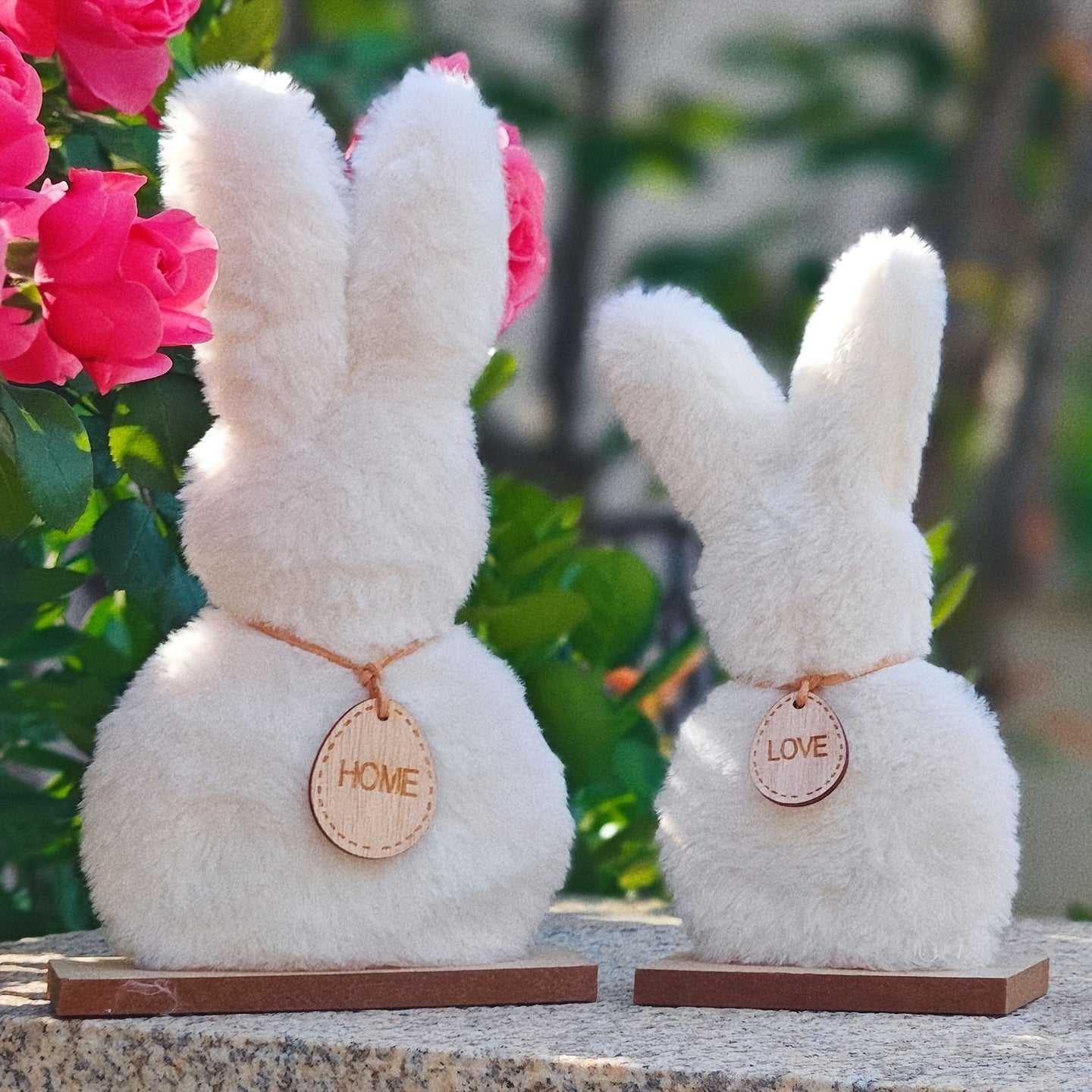 2pcs Fluffy Bunny Easter Decoration Set