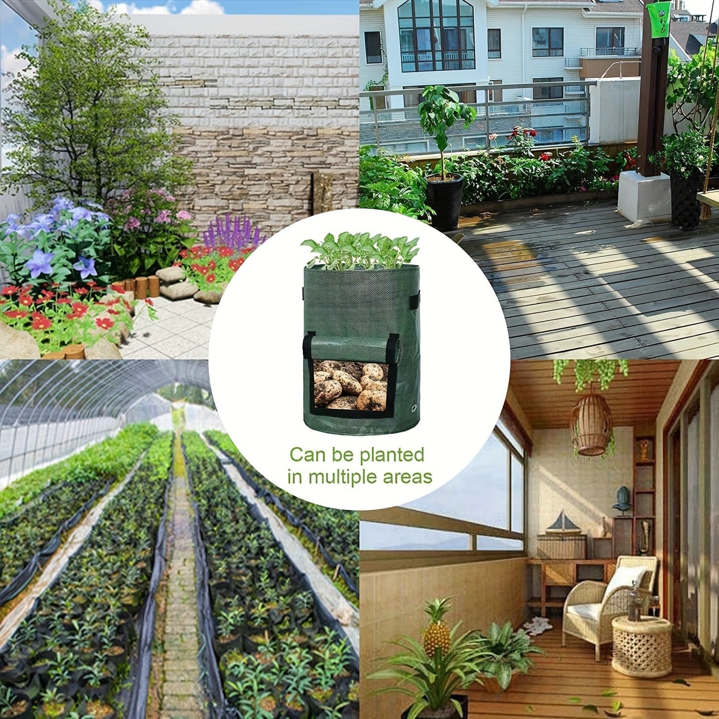 Large Potato Grow Bag with Handles Green