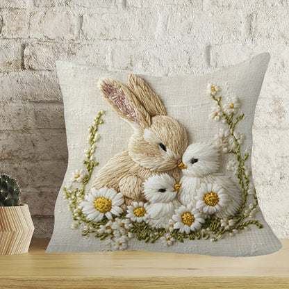 Easter Bunny Chick Pillow Cover