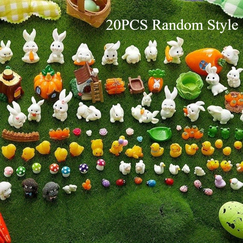 Mini Easter Bunnies, Ducks, and Carrot Ornaments (20pcs)