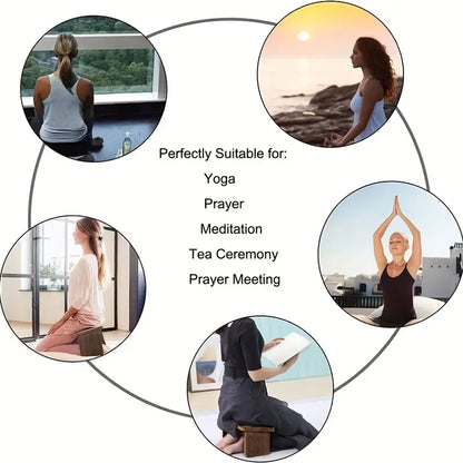 A folding yoga meditation bench supports deep inner peace