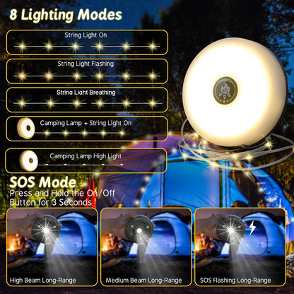 Rechargeable Camping String Lights with 5 Modes