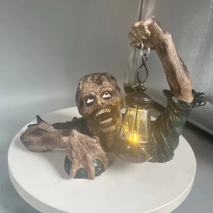 Undead Illumination: Zombie Garden Statue with Lamp