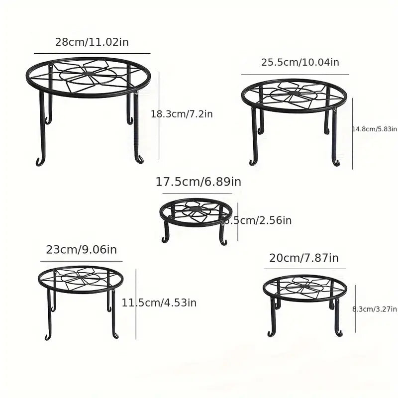 5-Pack Metal Plant Stands for Indoor and Outdoor Use