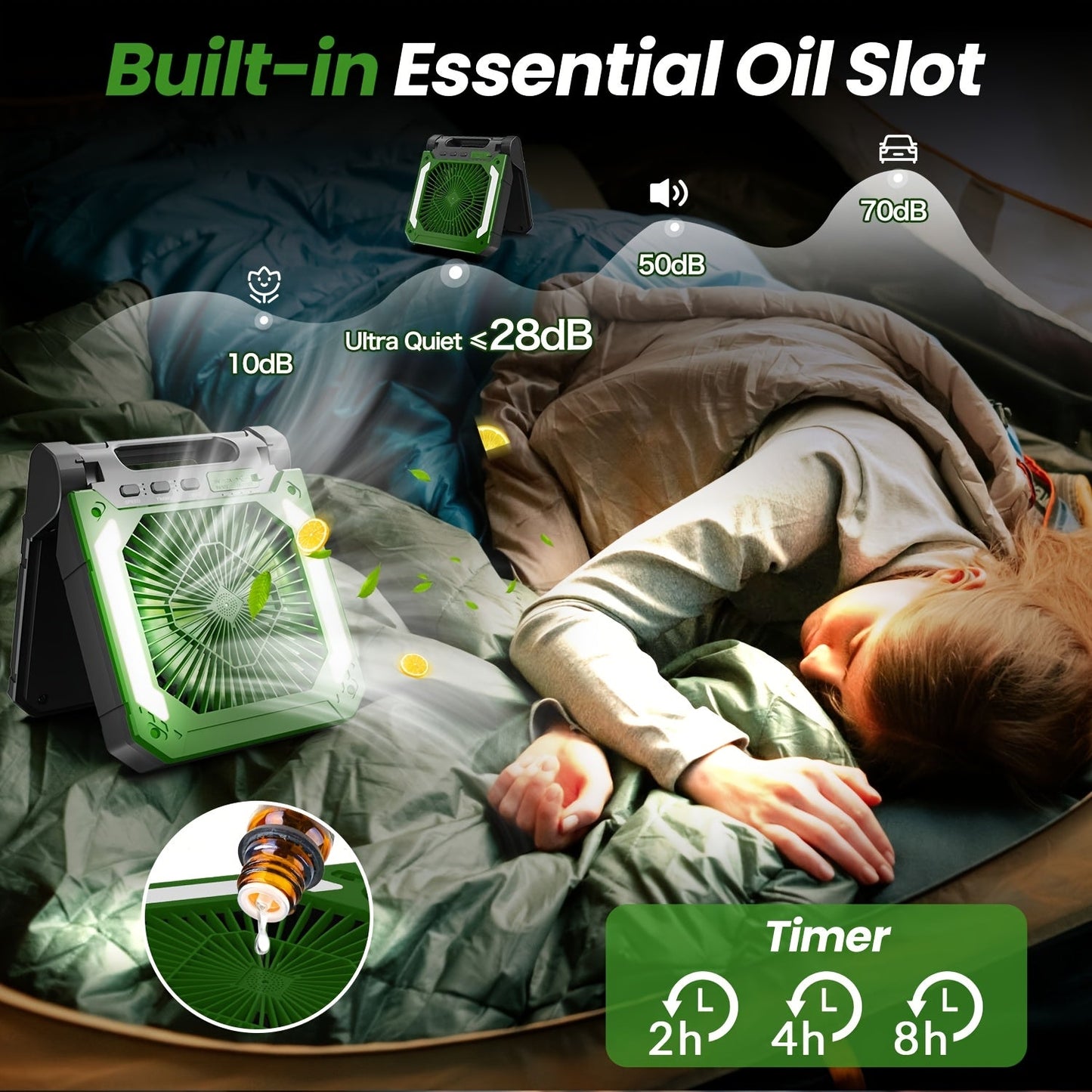 20000mAh Solar Camping Fan with LED Light