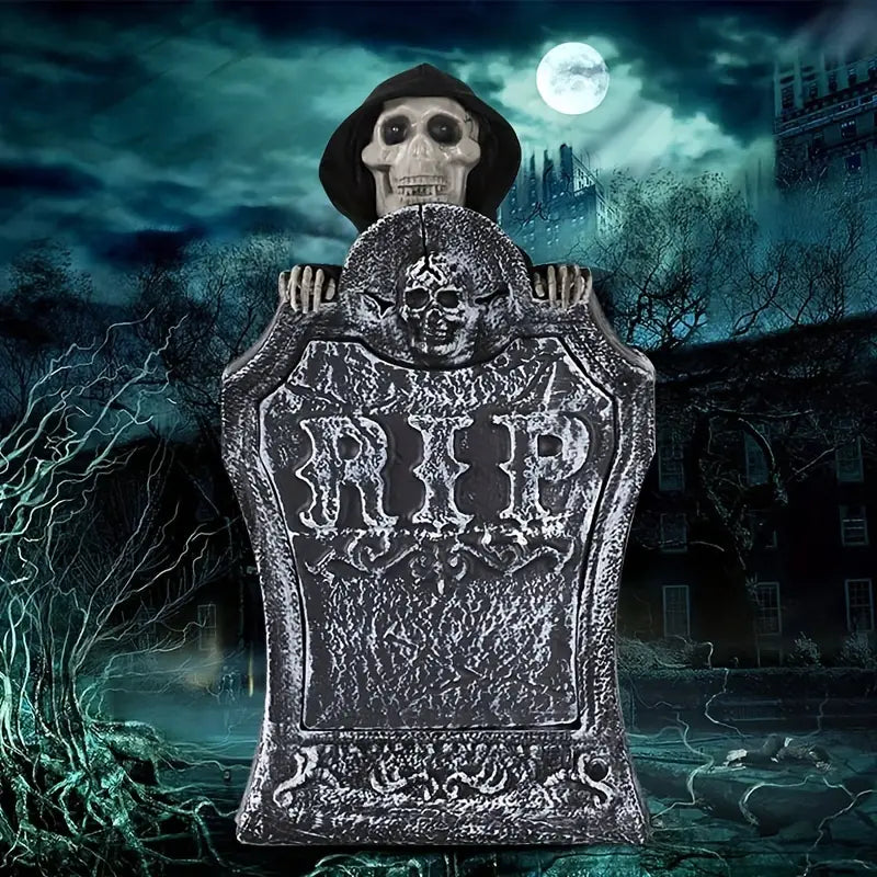Haunted Resin Tombstone: Illuminated Graveyard Décor with LED Lights