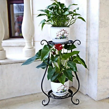 Black European Double-layer Flower Rack