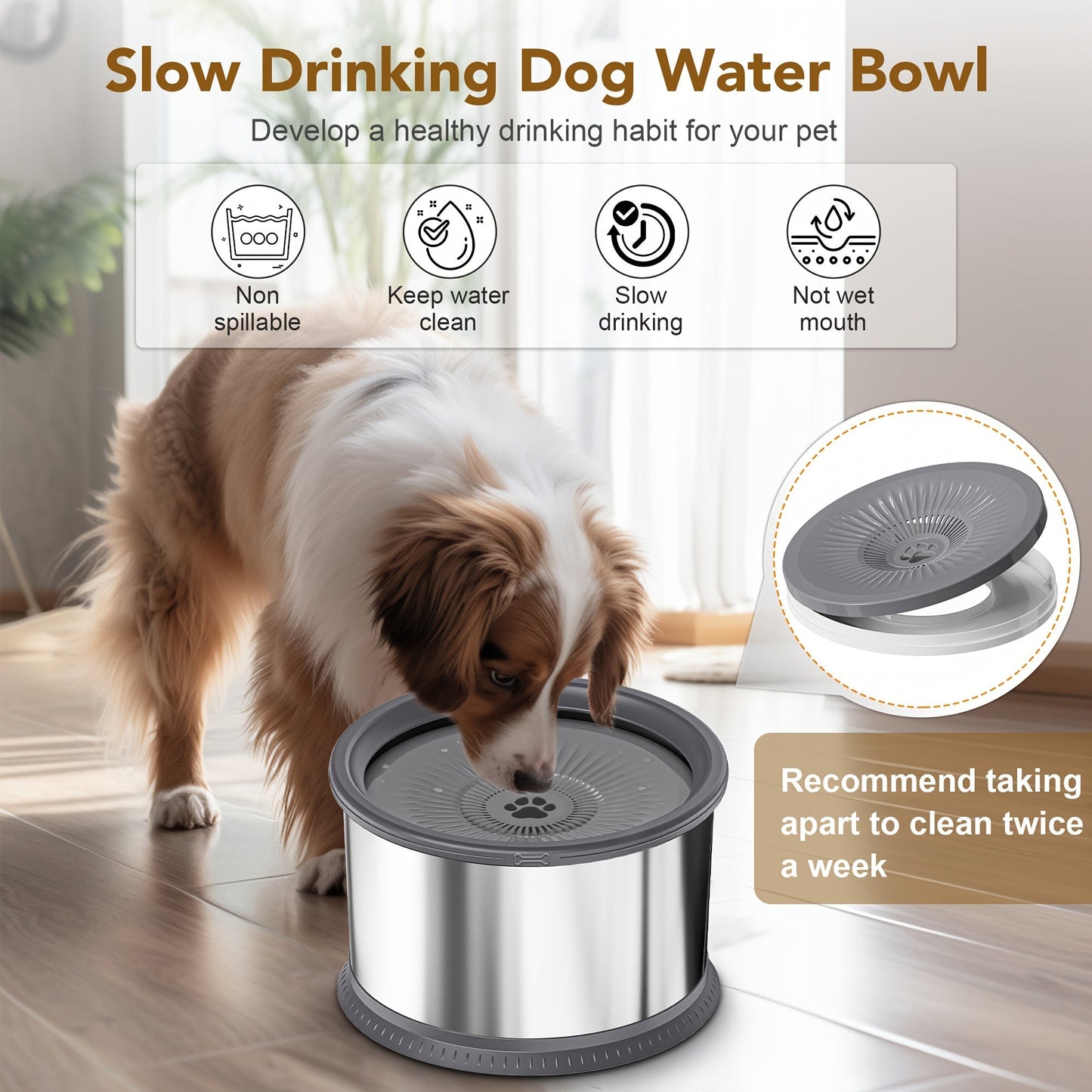 Extra Large Spill-Proof Dog Water Bowl