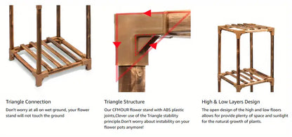Botanical Bliss: Three-Level Timber Plant Display