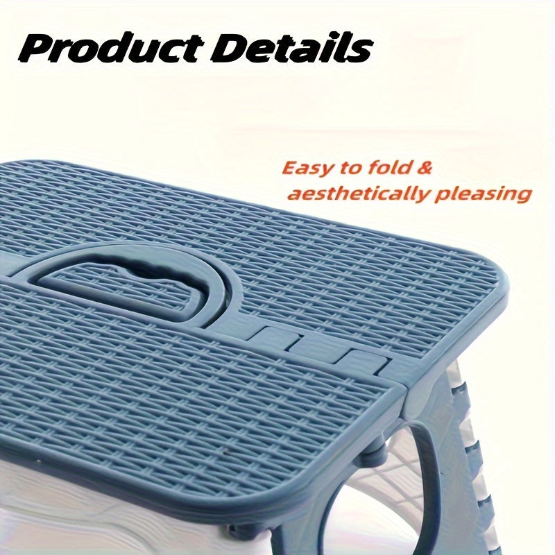 Folding Stool Portable Plastic Chair Blue