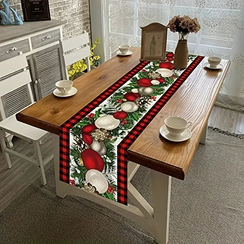 Red & Black Buffalo Check Plaid Christmas Table Runner