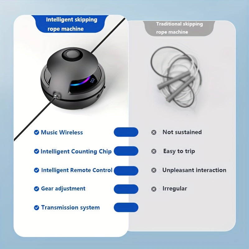 Smart Wireless Jump Rope with Music - Black