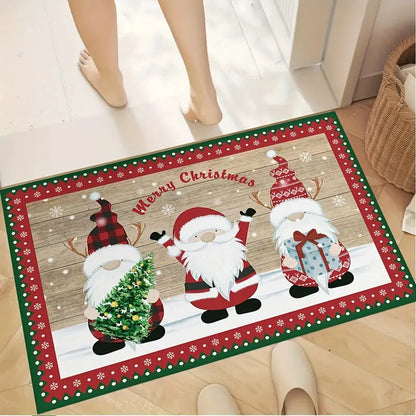 Merry Christmas Kitchen Rug - Festive Red and Green Polka Dots