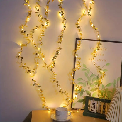 2m 20LED Simulation Golden Leaf Decoration String Lights