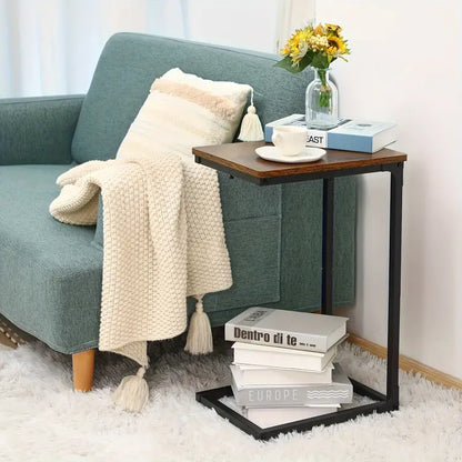 Contemporary C-Shaped Side Table in Rural Brown - Versatile and Stylish