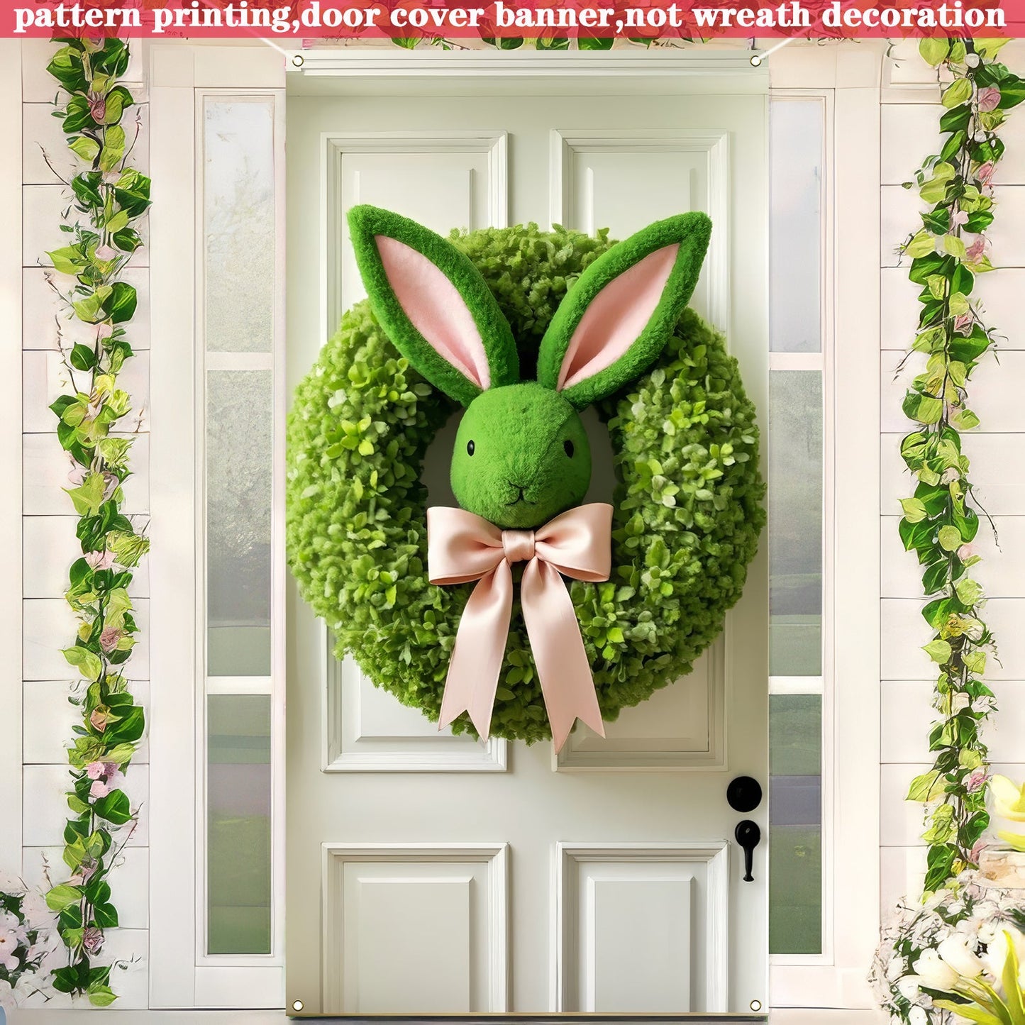 Easter Bunny Wreath Hanging Banner for Farmhouse Decor