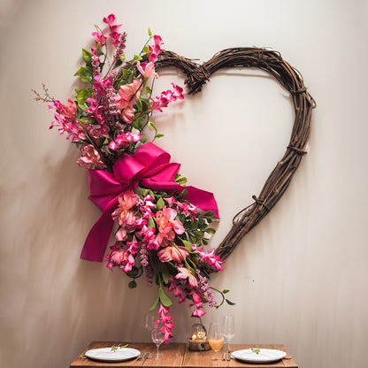 Heart-Shaped Floral Wreath Door Hanging