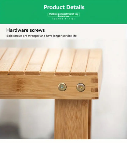 Bamboo Children's Small Stool - Square Shape, 25cm High