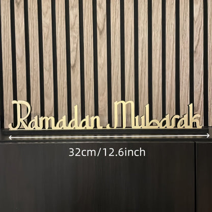 Wooden Ramadan Mubarak Table Sign Decor