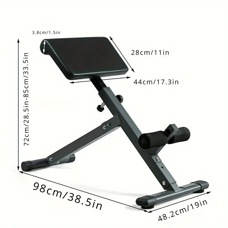 1pc Adjustable Roman Chair - Black, Waist and Abdomen Fitness Stool