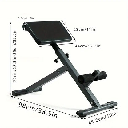 1pc Adjustable Roman Chair - Black, Waist and Abdomen Fitness Stool