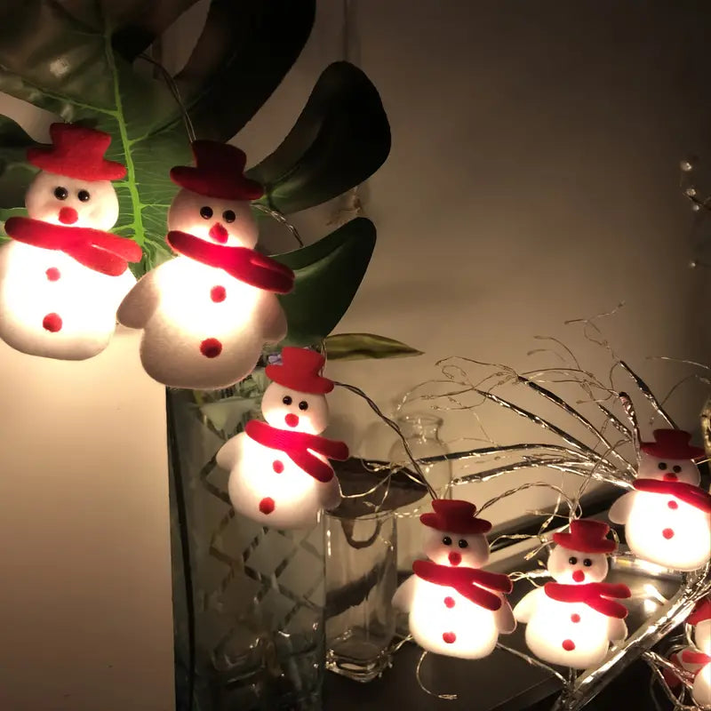 Charming LED Snowman String Lights for Festive Christmas Decor - Set of 10 Lights (5.4ft/1.65m)