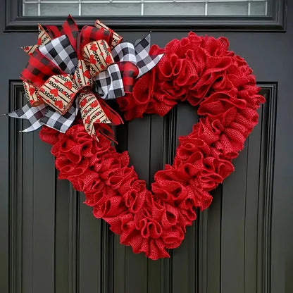 Valentine's Day Wrinkled Hemp Rope Heart-shaped Wreath