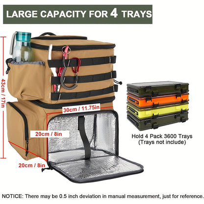 Fishing Tackle Backpack with Rod Holders & Cooler