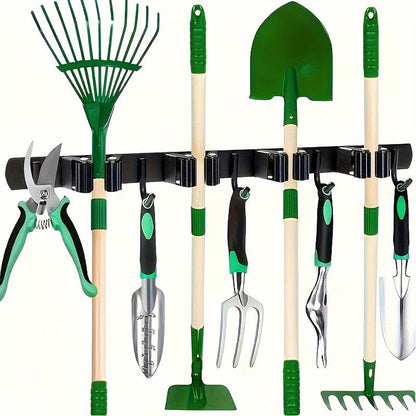 4-Shelf Broom and Mop Rack with 5 Hooks